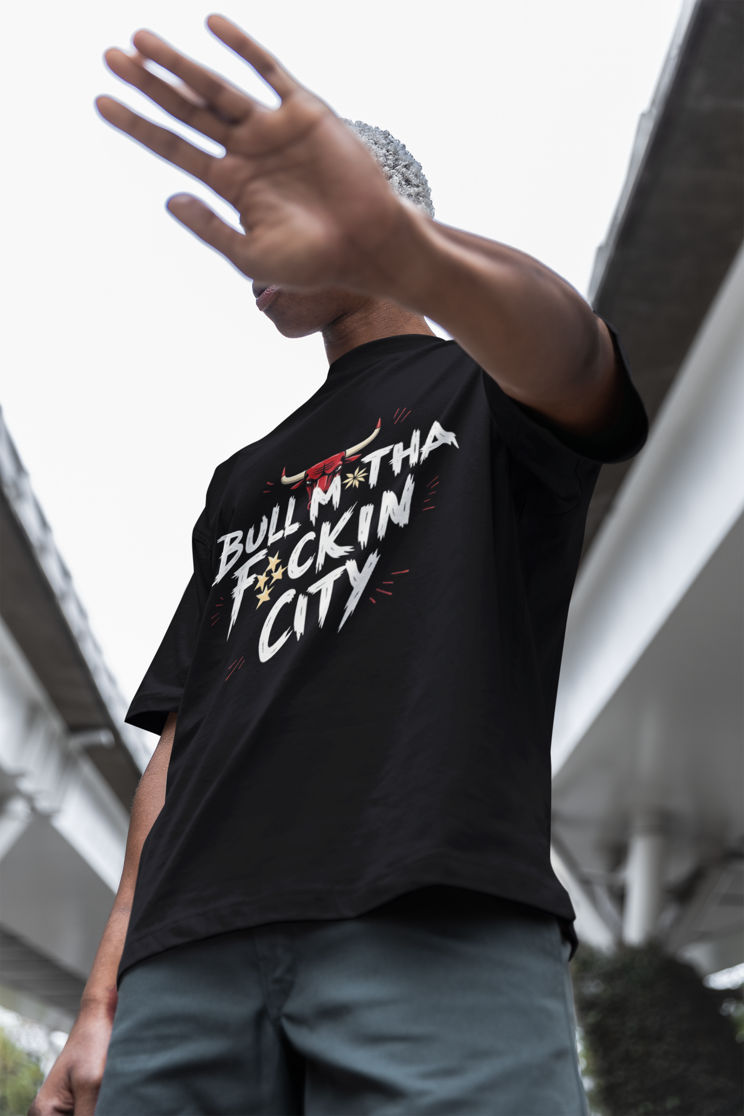 Bull M*tha F*ckin City Black T Shirt