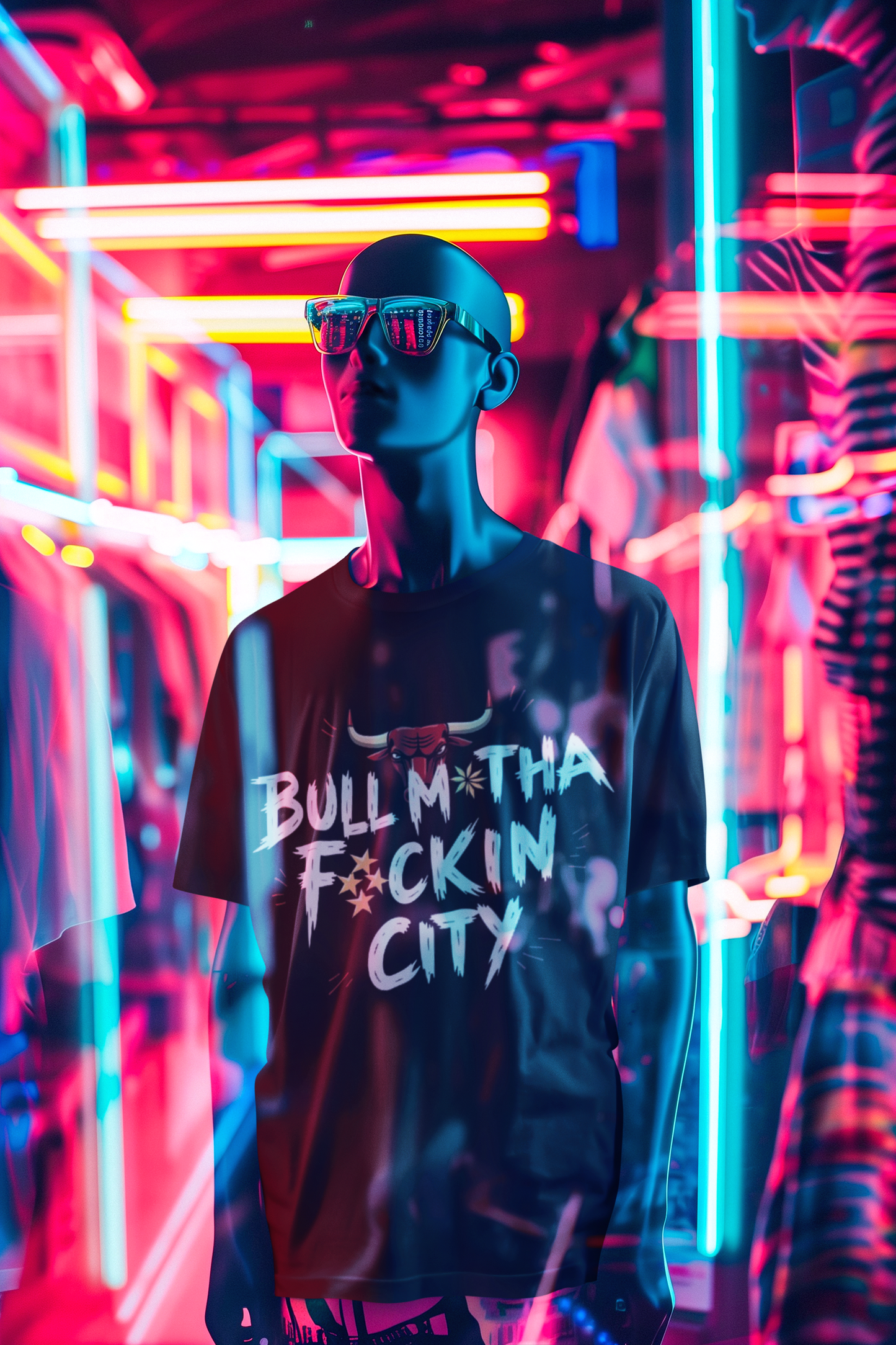 Bull M*tha F*ckin City Black T Shirt