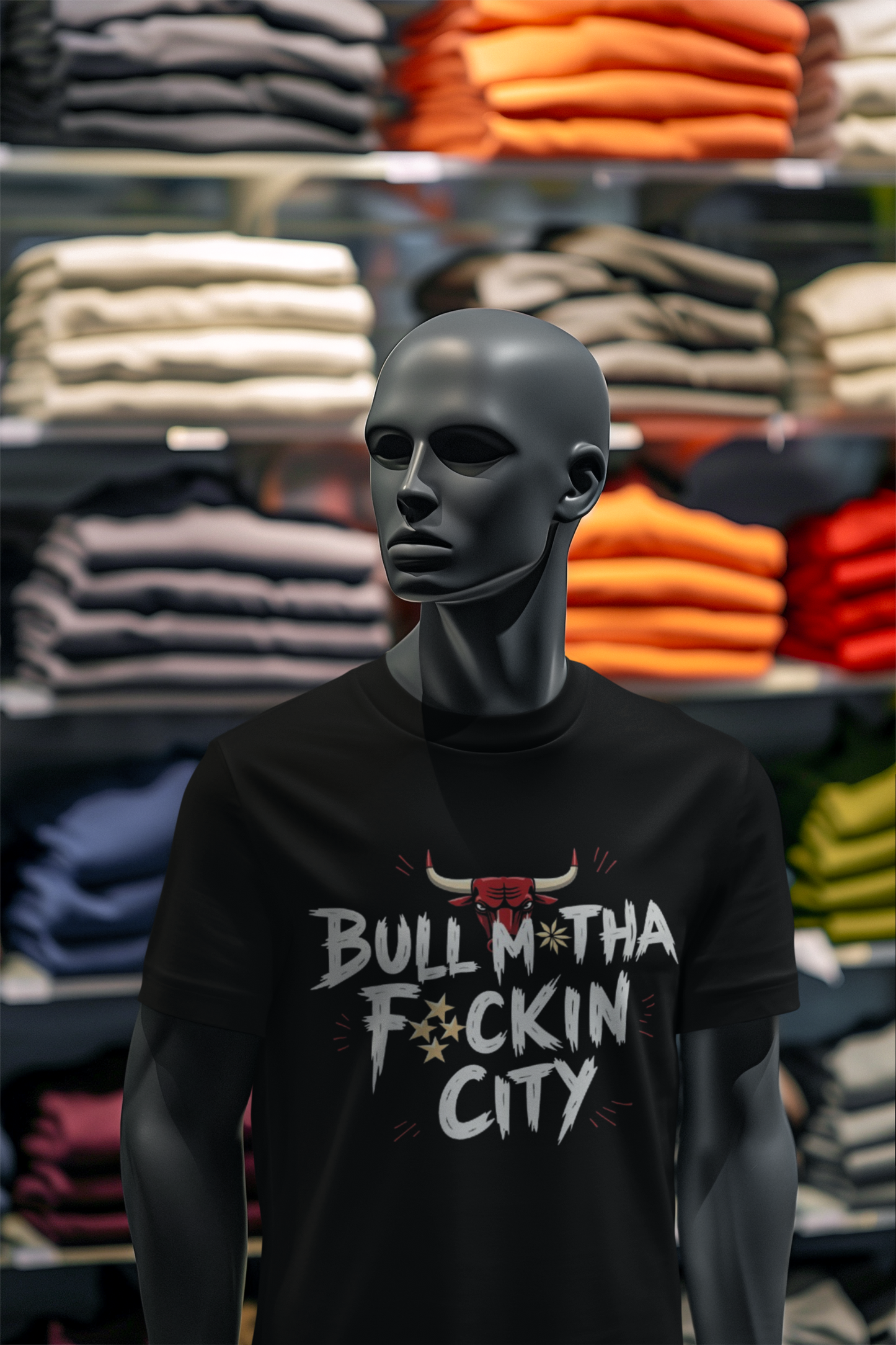 Bull M*tha F*ckin City Black T Shirt